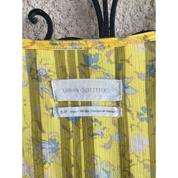 Urban Outfitters Pippa Chiffon Tiered Mini Dress - Size Small - Yellow - Picture 7 of 9